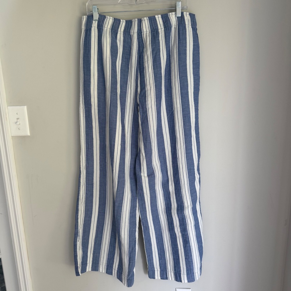 NEW Old Navy 100% Cotten Wide Leg Pants Blue White Stripe Pull-On SZ Large NWT - Picture 6 of 14